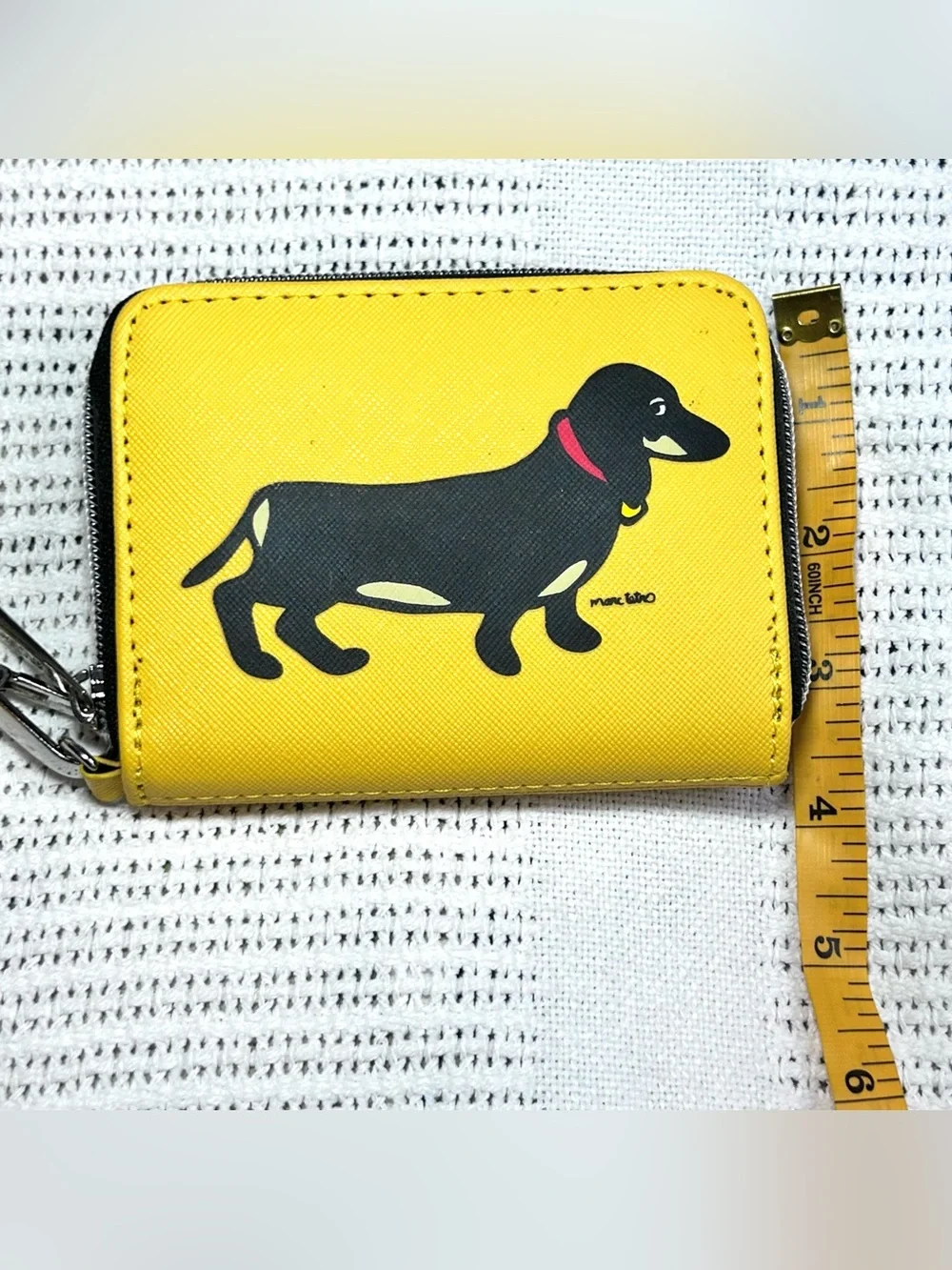 Marc Tetro Yellow Dachshund Wristlet Zip Around Wallet